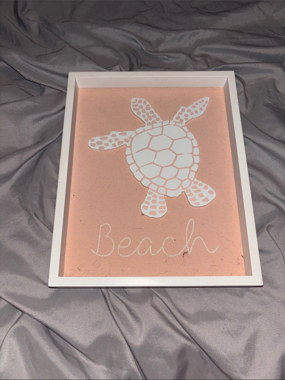 White Framed Peach Turtle Beach Wall Decor